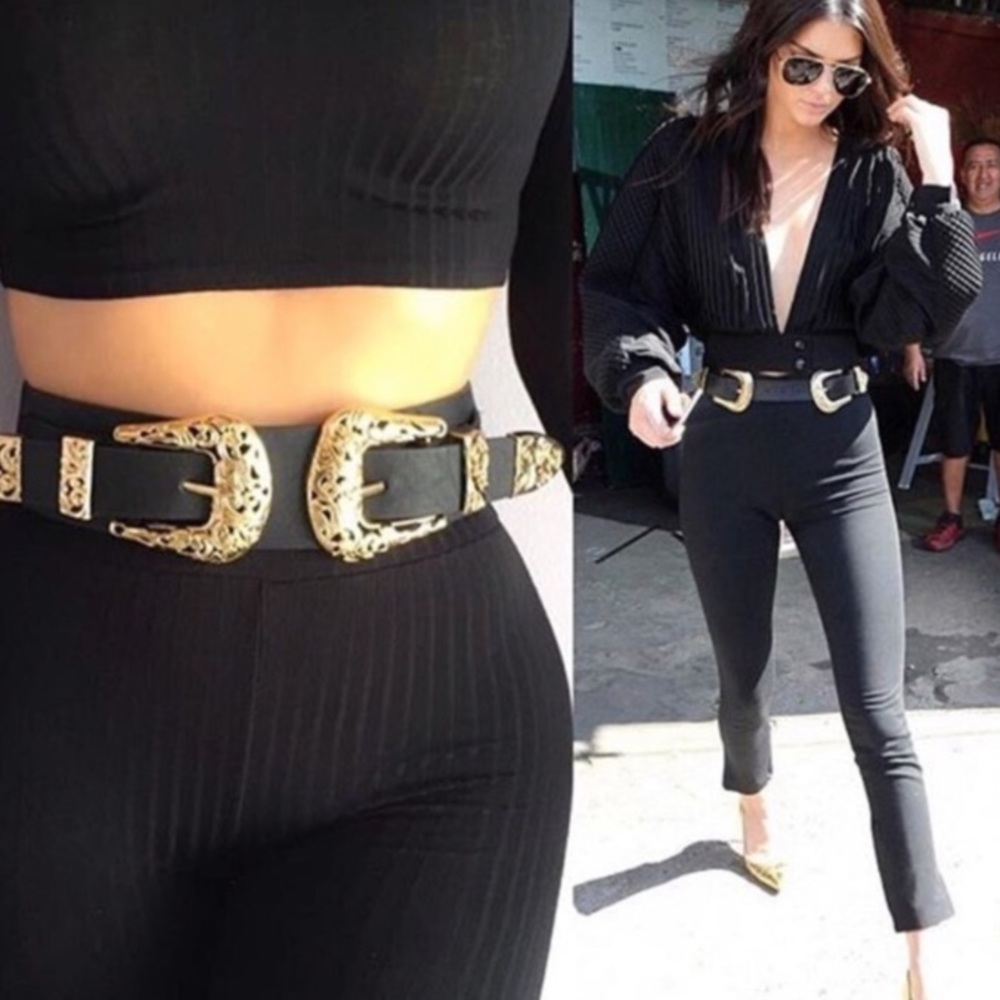 Leather Double Gold Belt